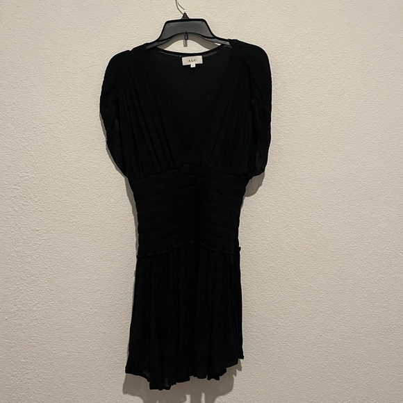 A.L.C. Luna Dress in Black Ruched Pleated Crepe Mini Size Small - Picture 3 of 13